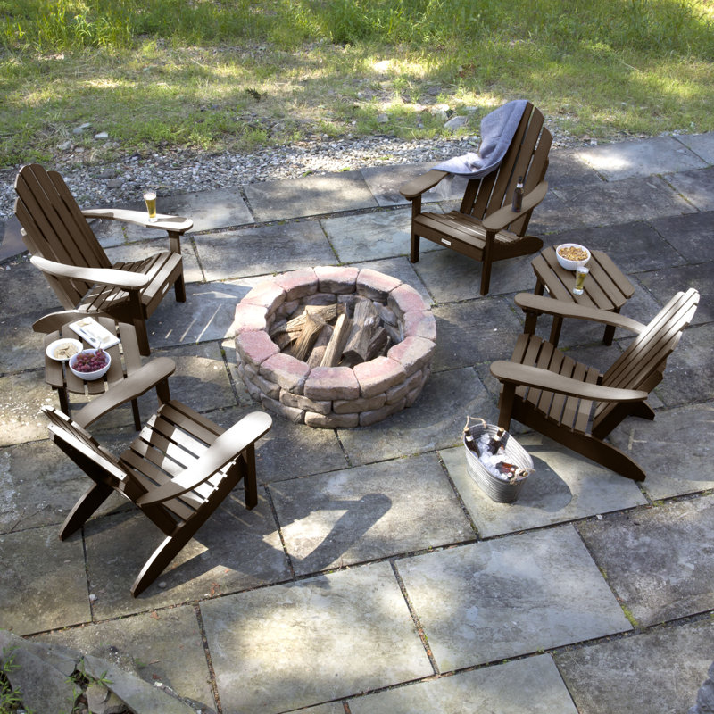 Chaise Adirondack en plastique avec table Anette, Gland de chêne vieilli