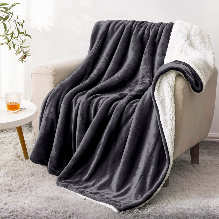 Sherpa Fleece Fur Thick Reversible Blanket Throw