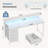 40 Inch White Fixed Home Office Desk, 4 Drawers + Storage Shelf with LED Light & Power Strip-873874426-873874428