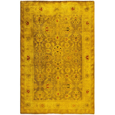 Overdyed One-of-a-Kind 4' 2" x 6' 2" Hand Knotted Area Rug