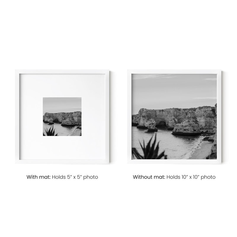 Cadre photo mat carré en métal (ensemble de 6), Blanc, Métal métal, L 10 po x H 10 po