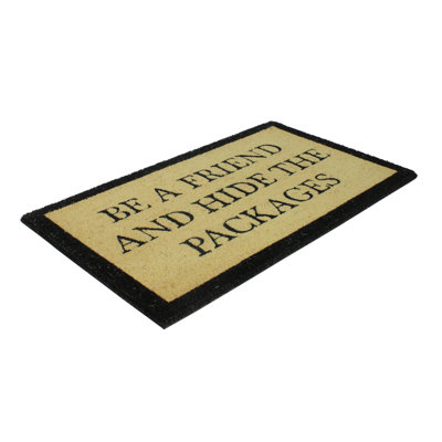 Beige and Black Rectangular "Hide the Packages" Doormat 30" x 18"