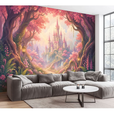 Wall Mural Peel and Stick Wallpaper Fantasy landscape magic fairy tale princess castle Self-Adhesive Removable Contact Paper Wall Decor for Living Room Bedroom 100"H x 144"W