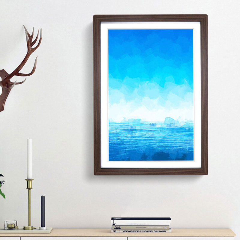 Ocean View in South Africa in Abstract - Picture Frame Graphic Art Print, 36cm H x 27cm W x 2cm D, Walnut Framed