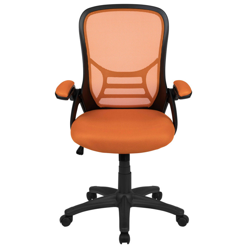 High Back Orange Mesh Ergonomic Swivel Office Chair with Adjustable Arms