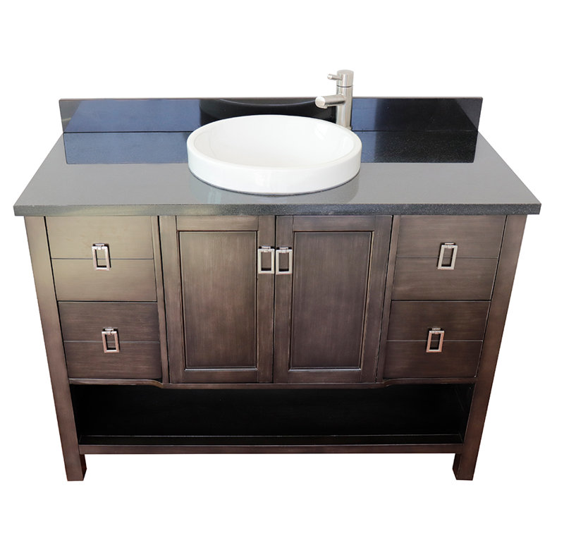 Wilhoit 49'' Single Bathroom Vanity with Top, Silvery Brown/Black Galaxy