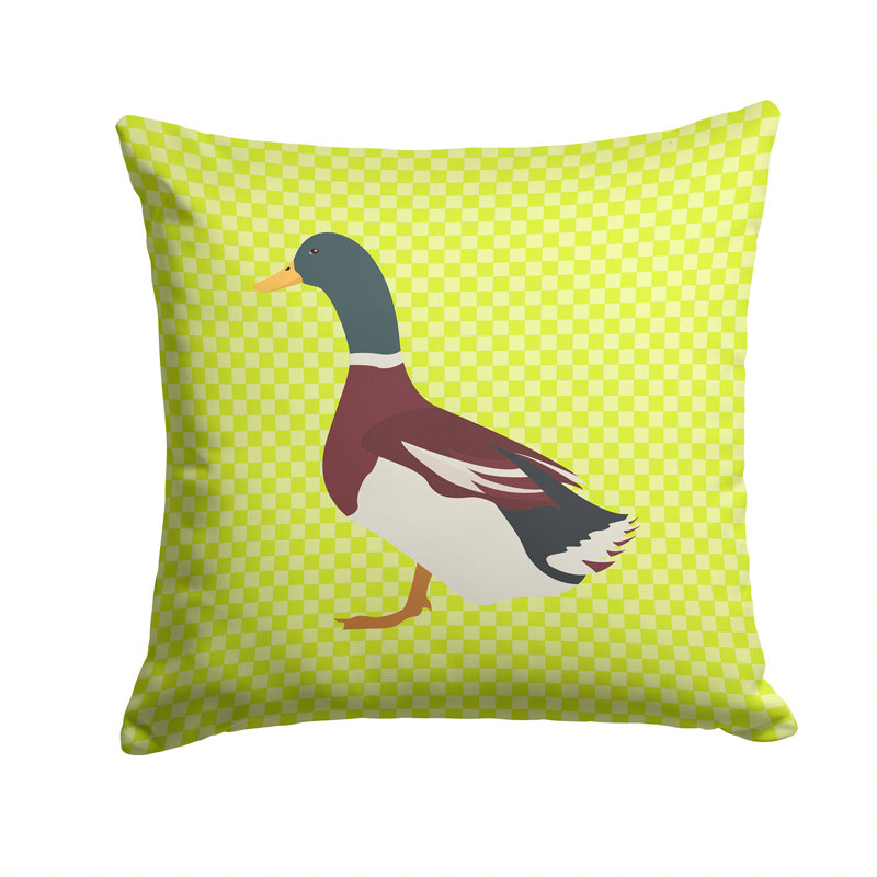 Coussin extérieur en tissu éclectique canard check, Vert, 14 po x 14 po