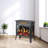 Cowsar 23.65'' W Portable Electric Fireplace Stove Heater Firebox with Remote and Timer, Overheating Protection,Gray-1375072404