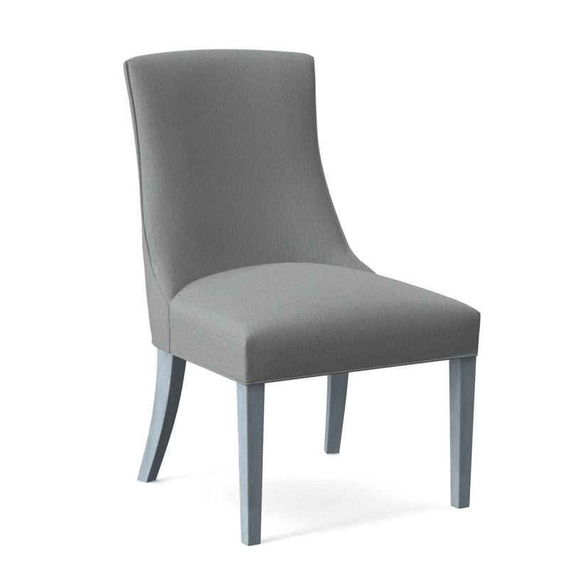 Tuxedo Slipper Dining Chair, Light Blue Performance Fabric; 0851-55, Sea Glass Finish