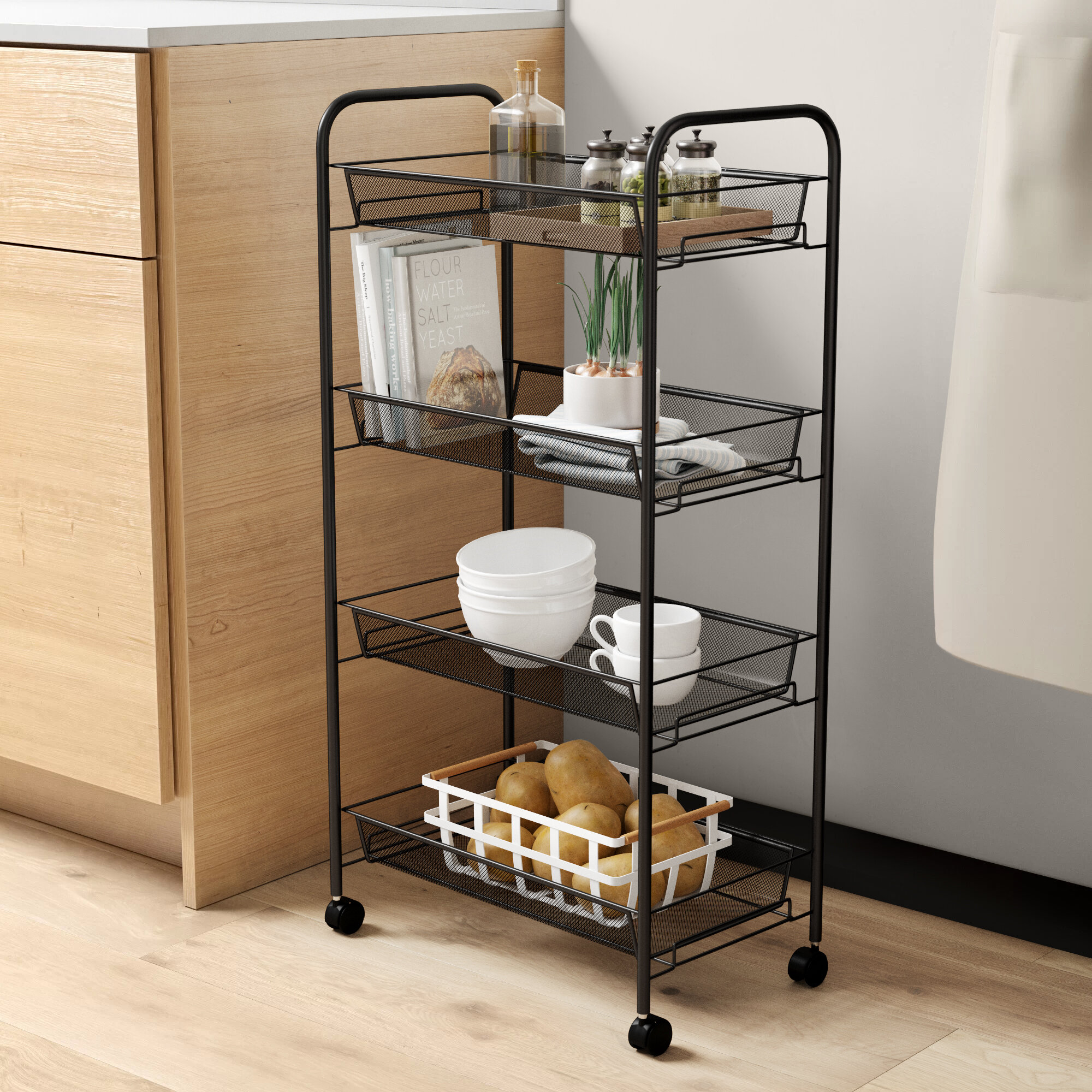 Rebrilliant Elizabetha 17.5'' W Steel Shelving Unit with Wheels ...