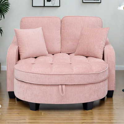 Two-seater Sofa with Storage Ottoman and Cushions