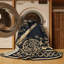 Tapis oriental noir lavable à la machine à motif Justin King Arthur - reliure noire-616215510