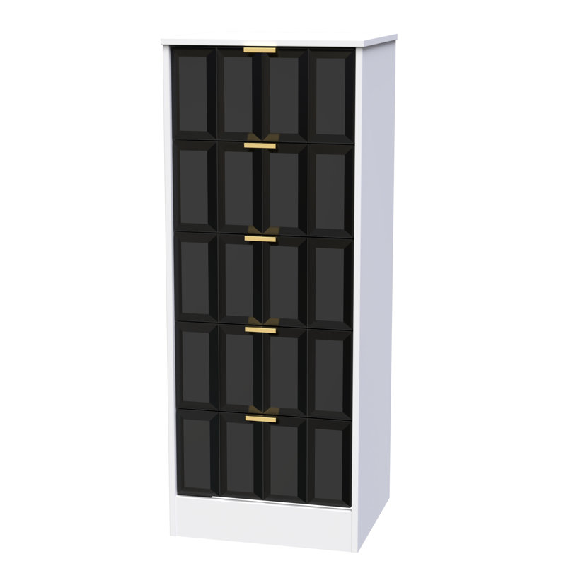 Arnesto 45cm W Manufactured Wood Bedside Table, Deep Black/White Matt
