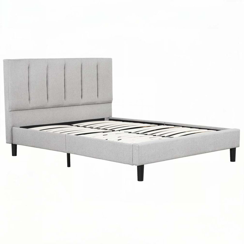 Upholstered Platform Bed Frame, Tufted Headboard, Full