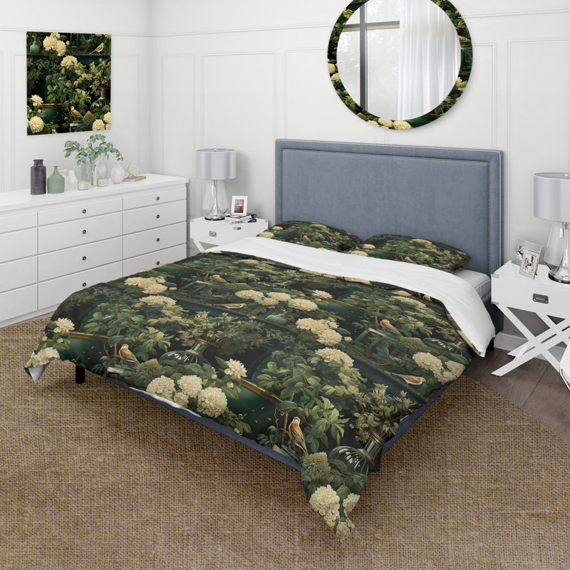 Ensemble de housse de couette Victorian Garden Scenes, Housse de couette simple + 1 taie décorative stan
