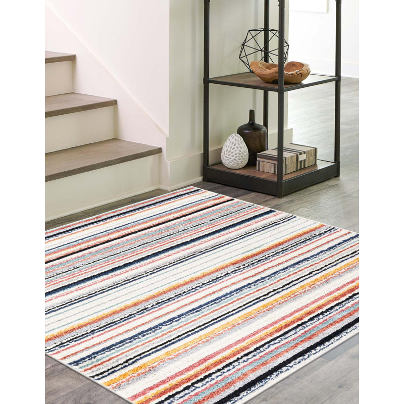 Prentice Striped Indoor Rug, Square 5'3"
