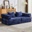 Lit convertible bleu foncé convertible à 2 places avec cadre de forme fixe, tissu chenille pour petits appartements, tissu, espaces de vie modulaires-1152848615