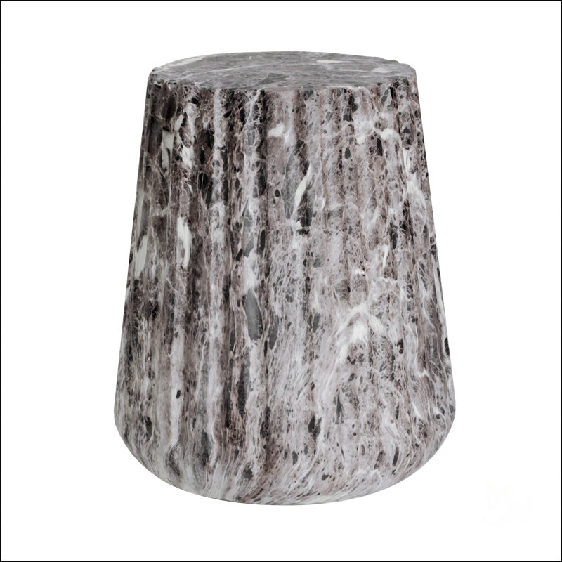 Table d'appoint d'extérieur sculptée Cleme, béton léger durable, utilisation intérieure et extérieure polyvalente, Brun