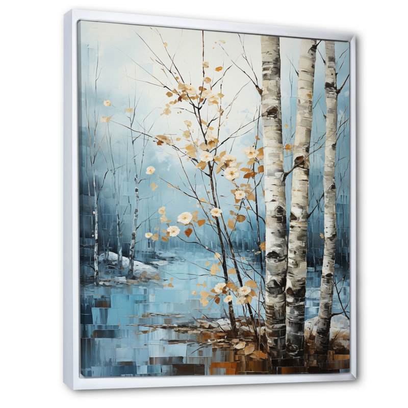 «Wasili Birch Woods Winter Whispers VI», reproduction sur toile, H 20 po x l 12 po x P 1 po, Cadre flottant blanc