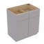 Armoire de base double en bois massif gris clair Shaker, pour la cuisine, la buanderie et la salle de bain.