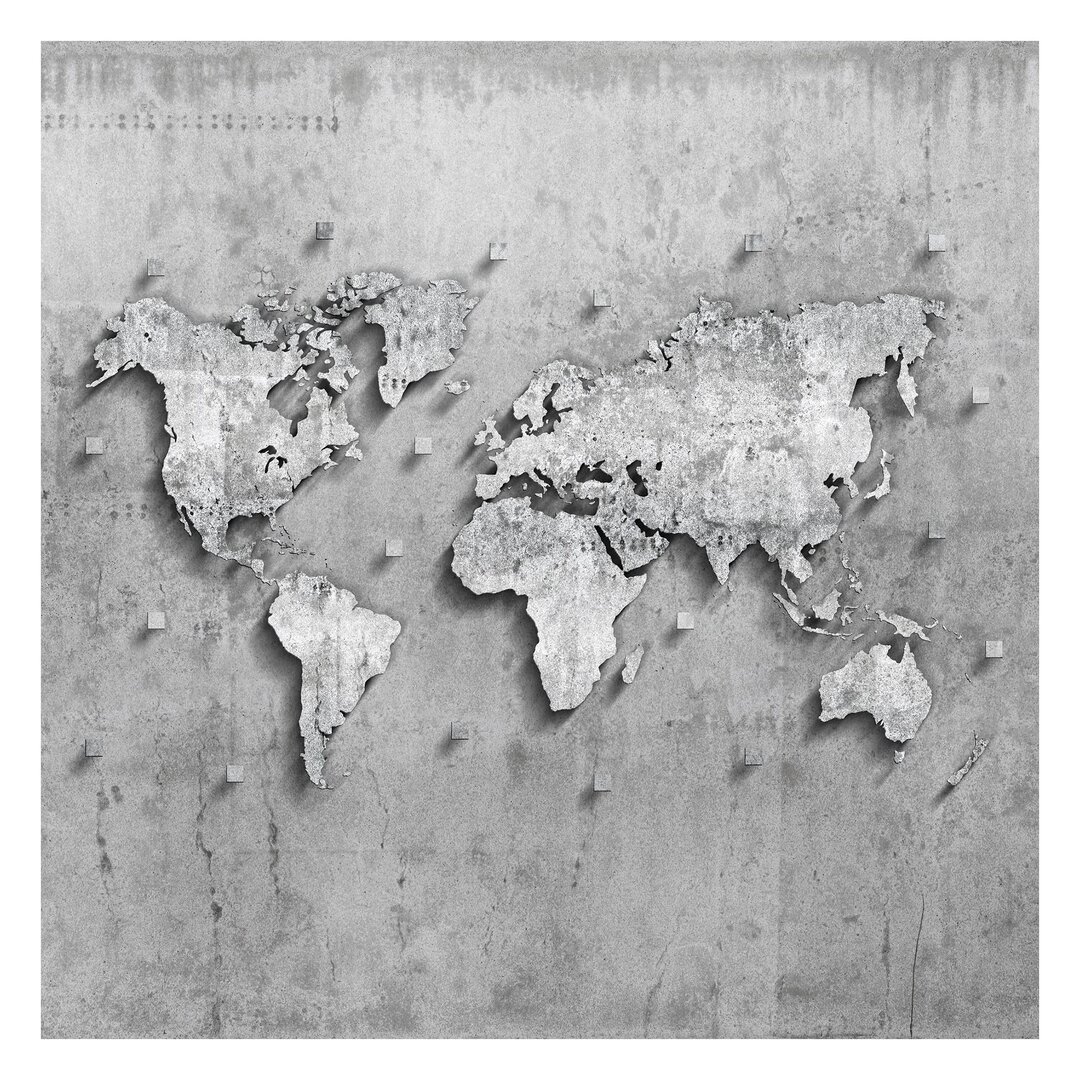 Strukturierte Tapete Concrete World Map 1,92 m x 192 cm