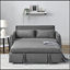 Canapé-lit moderne convertible de 55 po avec 2 poches pour accoudoirs amovibles, canapé-lit en velours avec lit escamotable, 2 coussins et dossier réglable pour le salon, accoudoirs à motif quadrillé-515964911