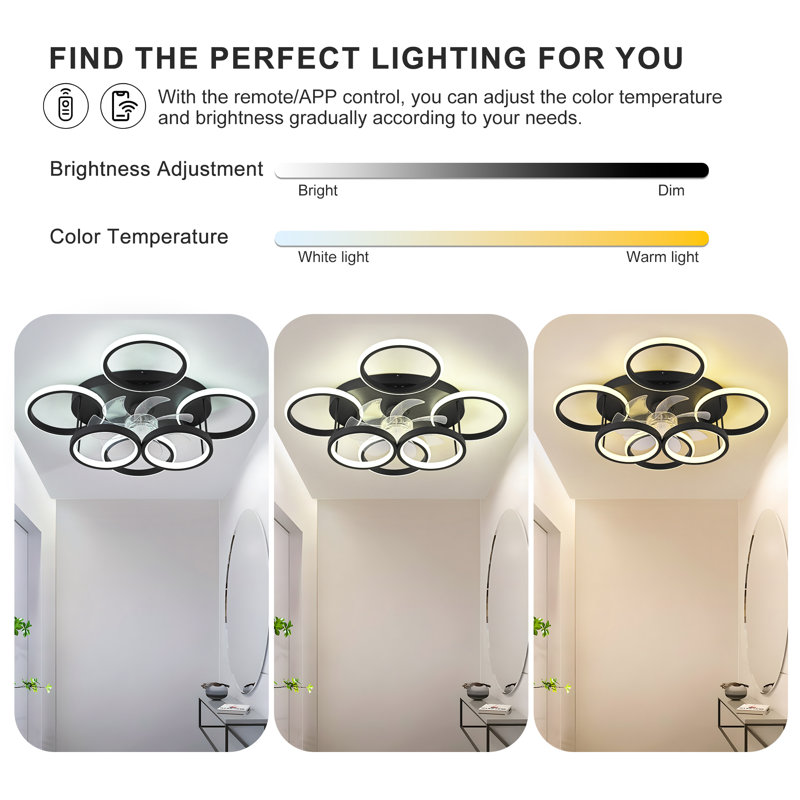 Kirac 24.8'' 6 - Blade Dimmable LED Ceiling Fan with Remote Control and APP