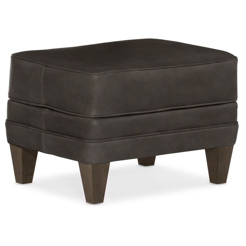 Willow Ottoman, Cobblestone, Aline Fumo Genuine Leather
