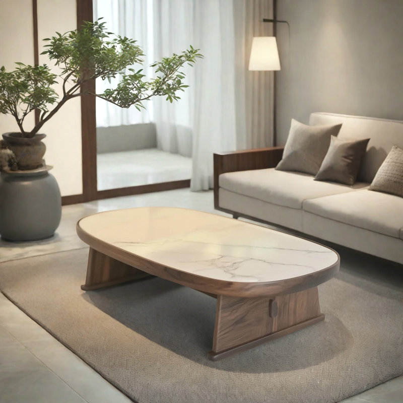 Chinese Walnut Rock Panel Coffee Table