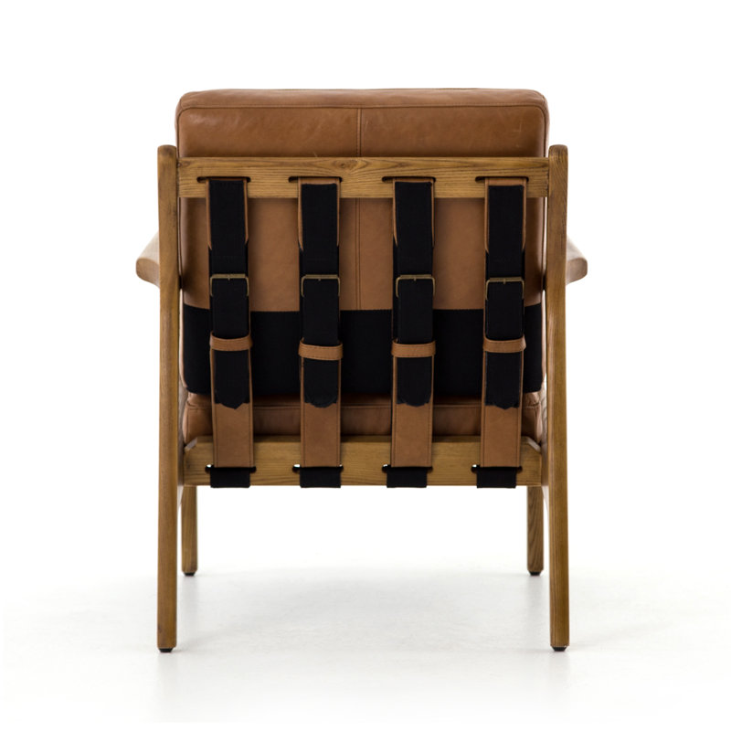 Silas Armchair, Brown Genuine Leather, Brown