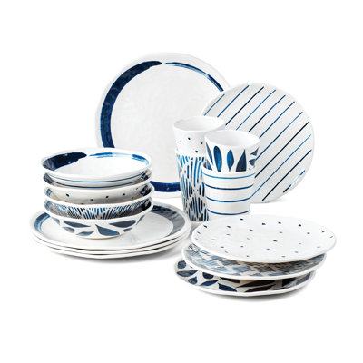 Blue Bay Melamine 16-Piece Dinnerware Set