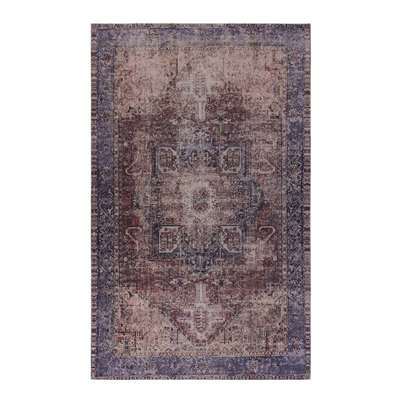 Burgundy Washable Rug 4X6 Area Rug (Burgundy, 4' X 6'), Rectangle 6' x 4'