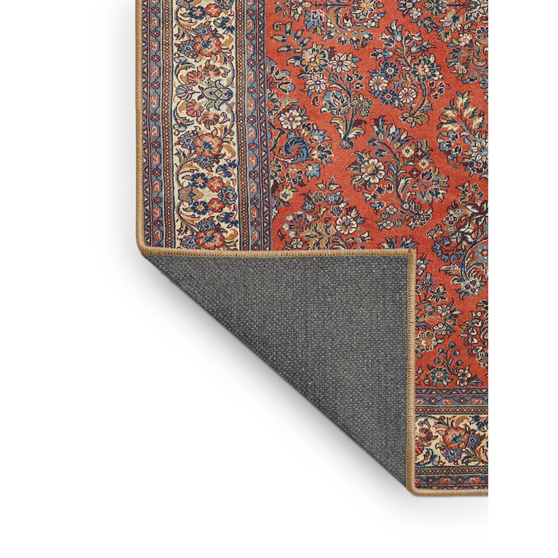 Tapis mauve/orange traditionnel Joannie, Rectangle 5 pi x 7 pi