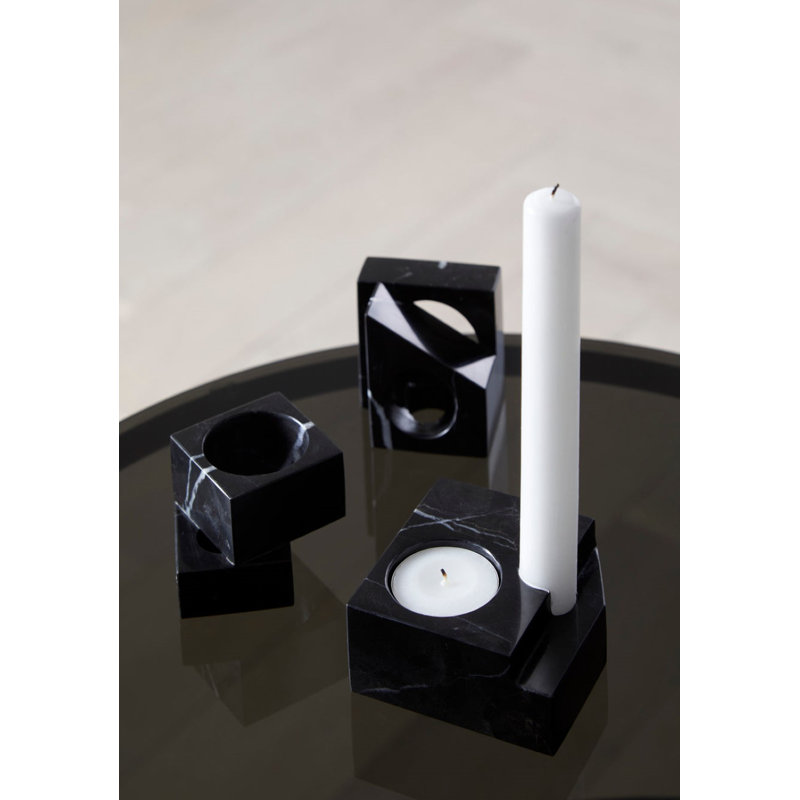 Jeu De Des 2 Candle Holder, 2'' H 2.40'' W x 2.80'' D, Black