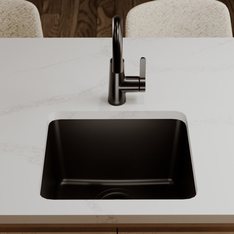 Karran Quartz 16-5/8'' X 16-5/8'' Undermount Bar Sink, Matte Black