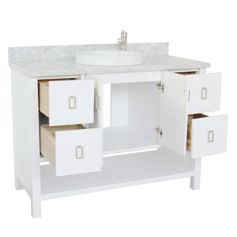Wilhoit 49'' Single Bathroom Vanity with Top, White/White Carrara