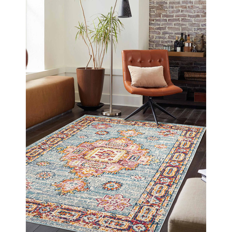 Lotus Blue Rug 5'0" x 8'0", Rectangle 5' x 8'