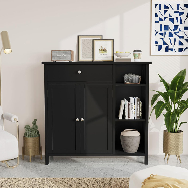 Armoire de salle de bain autoportante, Noir