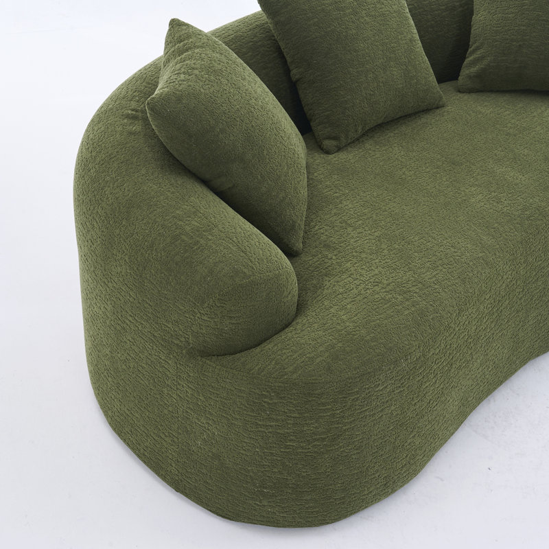 Double-seat sofa, Wood Grain Chenille fabric, full sponge compression sofa,double-seat compression sofa with 2 pillows for living/ Home/Furniture/ Apartment/Office
