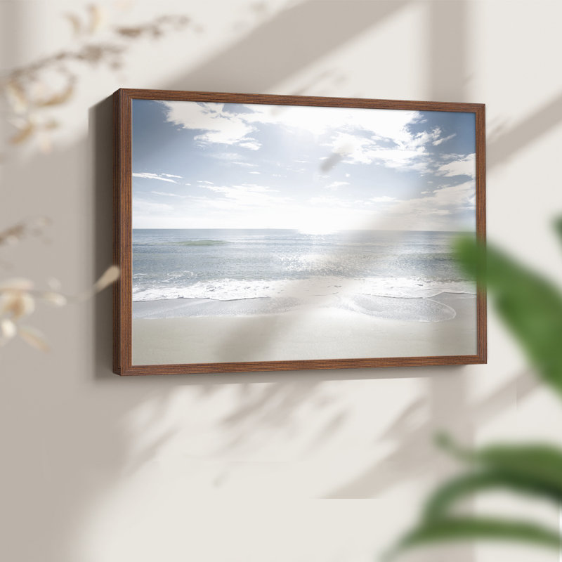 Sandy Beach -Framed Print - Restickable, H 8 po x l 10 po, Noyer