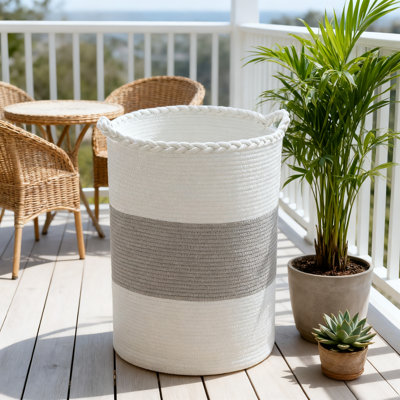 Grand panier à linge tissé de 58 L avec poignées, panier pliable en coton naturel pour couvertures, vêtements, jouets et chaussures, rangement lavable à la machine pour la chambre à coucher, la salle de bain ou le salon