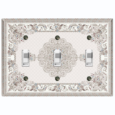 Elegant Gray Rustic White Nature Themed 3 - Gang Toggle Light Switch Standard Wall Plate
