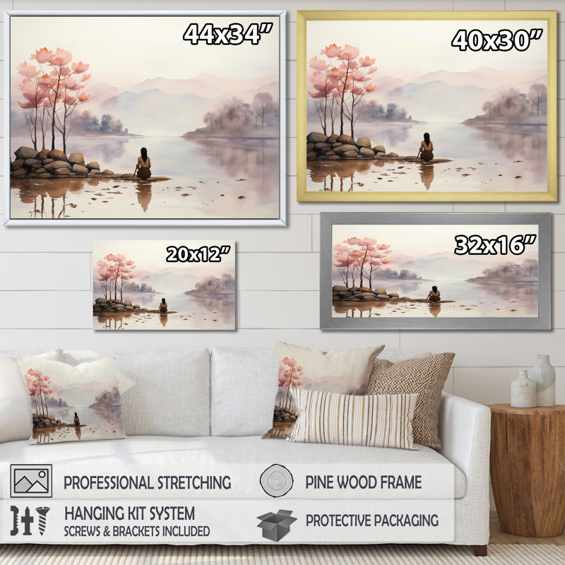 Tranquil Nature III sur toile, H 24 po x l 32 po x P 1 po, Cadre flottant noir