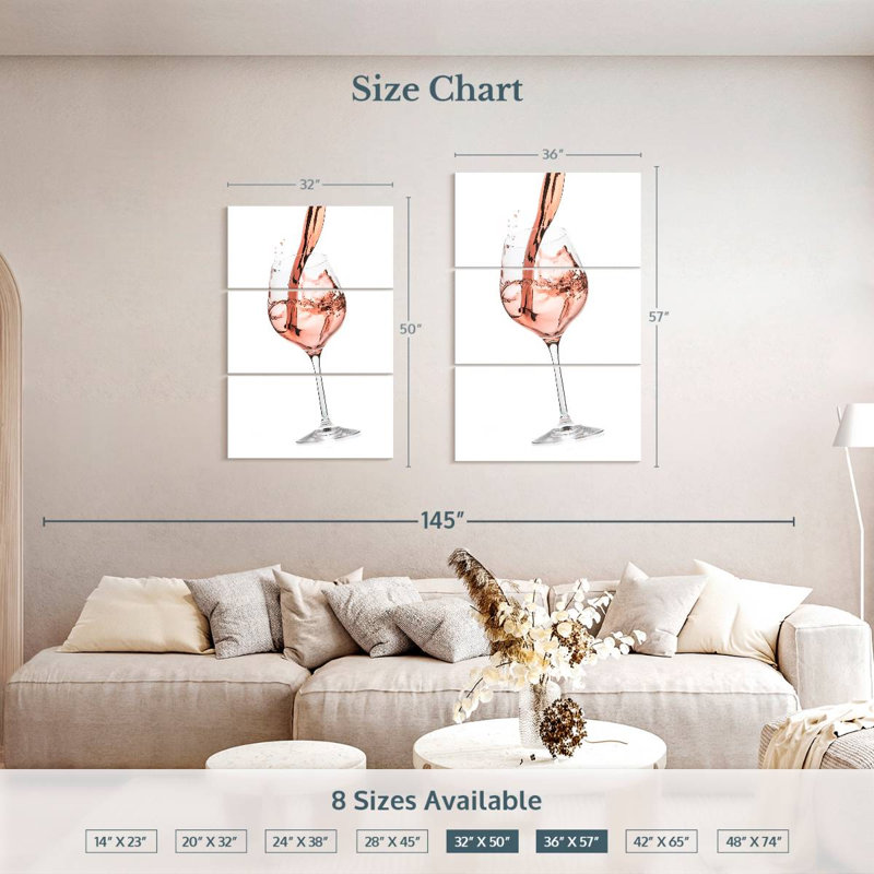 Yarlin Rose Wine Splash, 50" H x 32" W