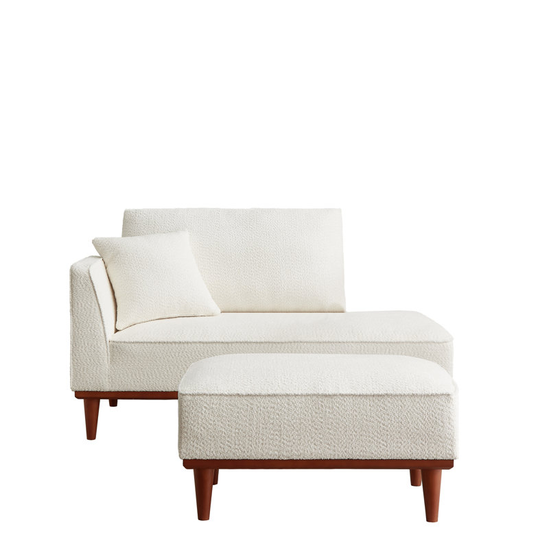 Chaise longue blanche rembourrée avec repose-pieds, Blanc