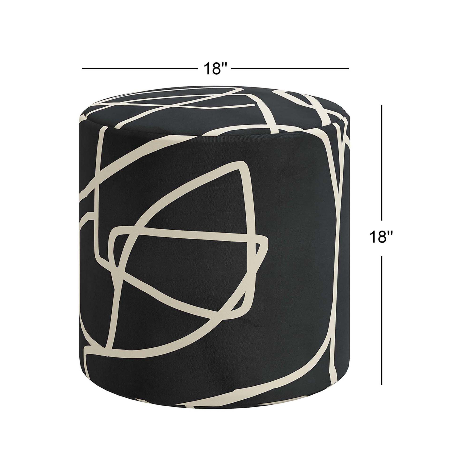 Orlando Upholstered Ottoman, Mona Abstract Black