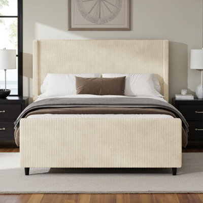 Upholstered Wingback Platform Bed