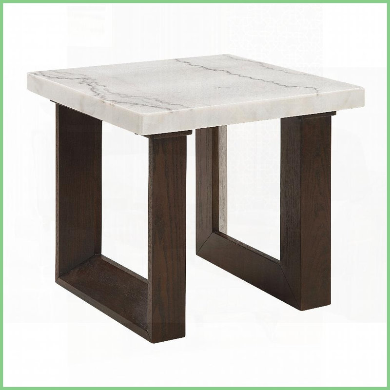 Table basse contemporaine espresso avec plateau en marbre blanc naturel - Décoration de salon élégante