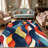 Bold Multicolor Wave Abstract area rugs for Living Room, Soft and Comfortable, Suitable for all seasons, easy to maintain, machine washable Indoor floor mat, Under Table Farmhouse suitable for Bedroom, Dining Room, Study,  Balcony, Home Decor Patio-965404414