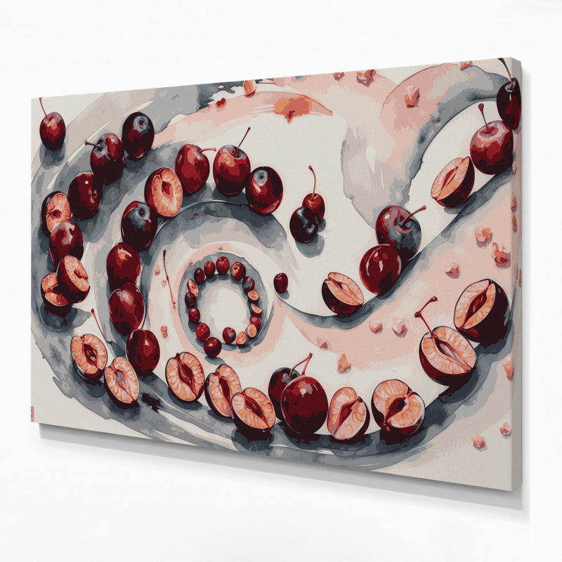 «Fruit Umeboshi», art mural sur toile grise